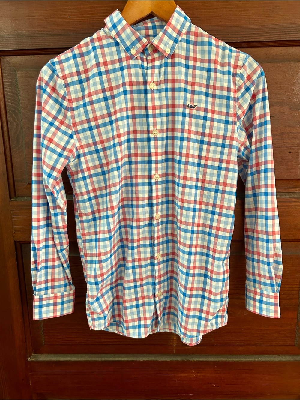 Vineyard Vines Performance Boys' Bermuda Pink & Blue Check Poplin Shirt - Picture 3 of 9